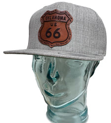 Route 66 Flat Bill Leather Patch Hats