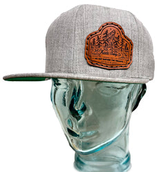 Sasquatch Flat Bill Leather Patch Hats